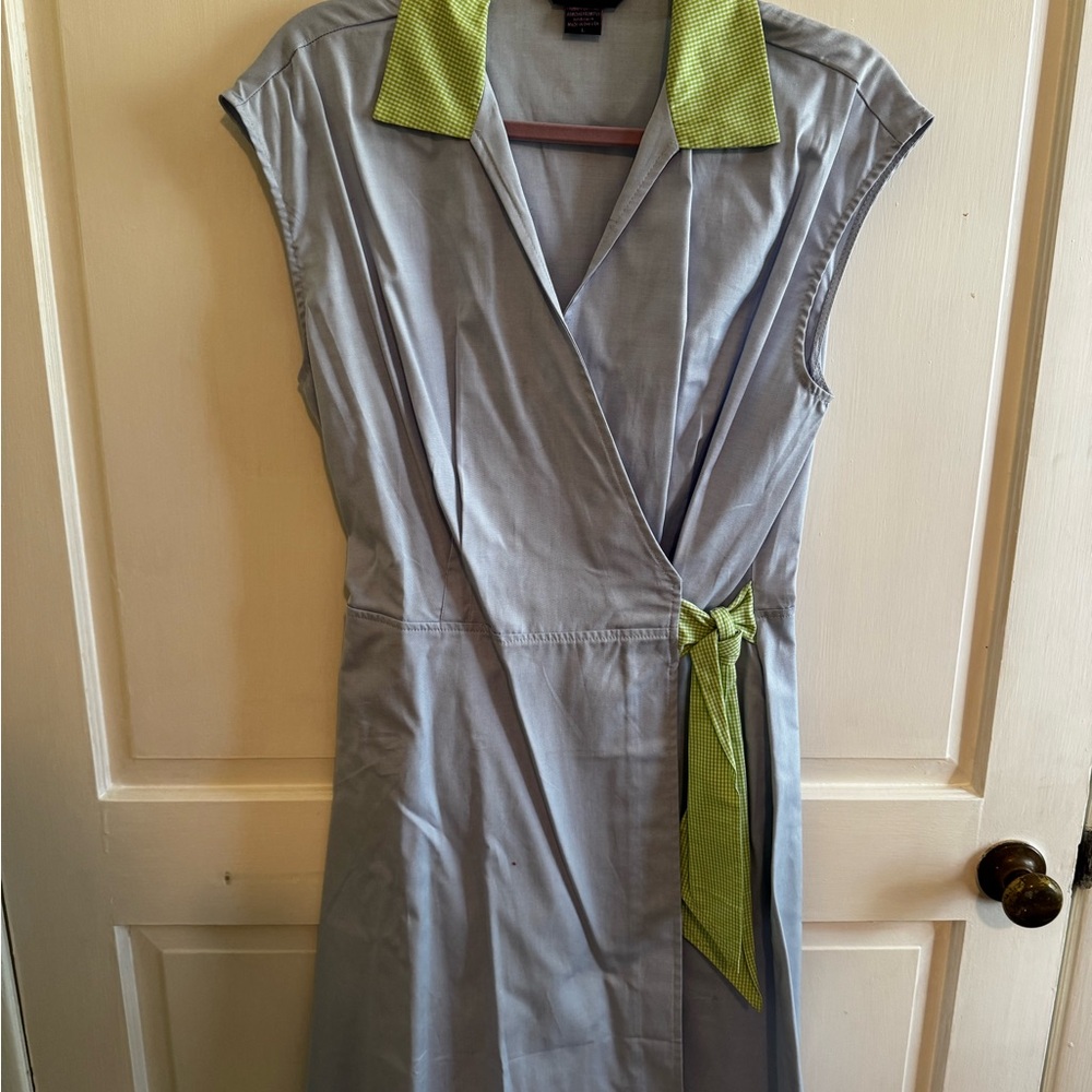 Stylish Wrap Dress with Green Accents